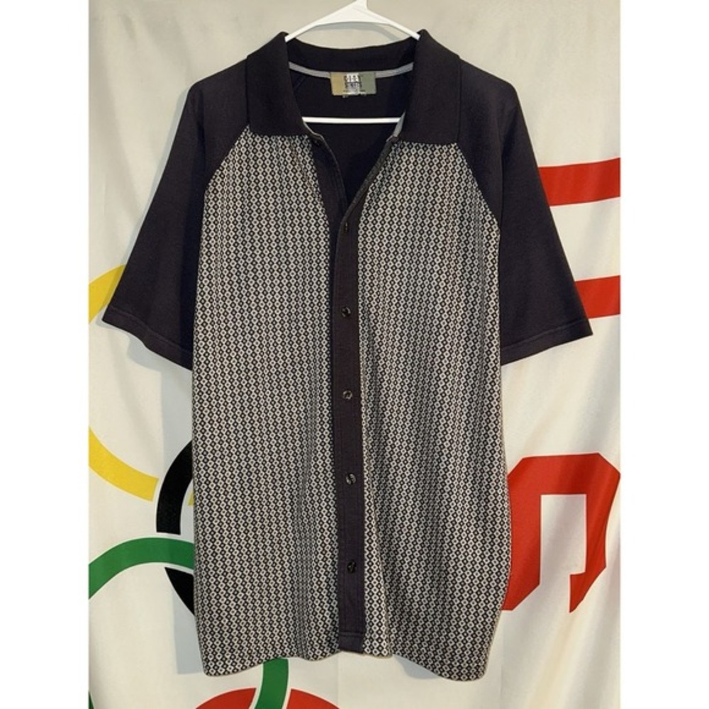 Vintage‎ City Streets Button Up Shirt XL Geometric Short Sleeve 90s Casual